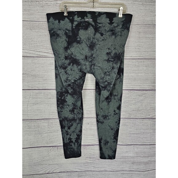 Calvin Klein Performance Tie Dye Mid-Rise Leggings Green and Black Size 1X - Picture 2 of 7